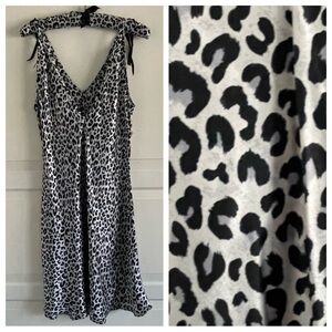 New! DS vintage Silkscreen silk Leopard Print slip dress 20678